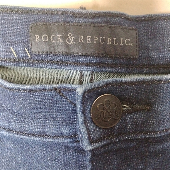 Rock & Republic Fierce Flare Jeans Size 10 Stretch Boho Dark Wash Denim - Picture 7 of 9